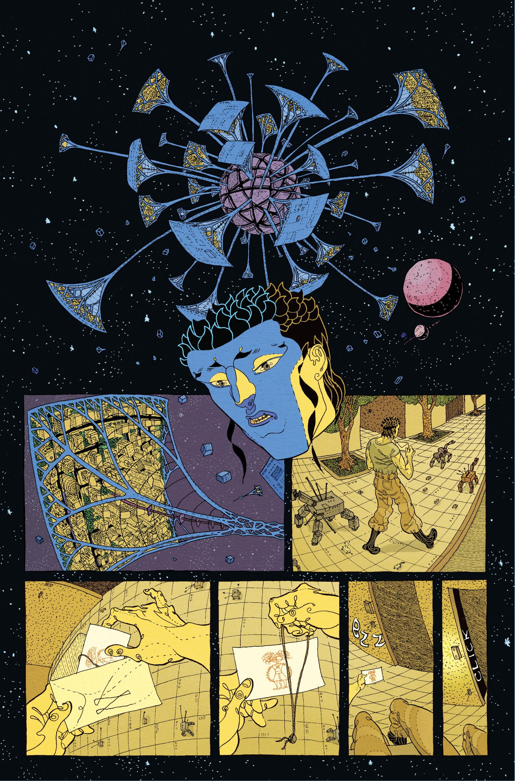 Comic page of man barging in on Igor asking where Addie is.